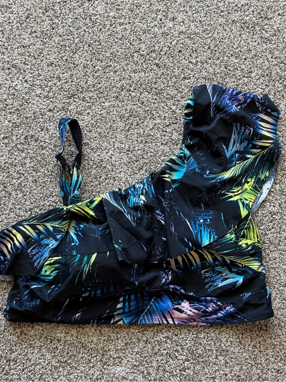 Torrid Black Tropical Asymmetrical Bikini Top 1X